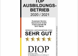 Top Ausbildungsbetrieb (DIQP) für die Dussmann Service GmbH